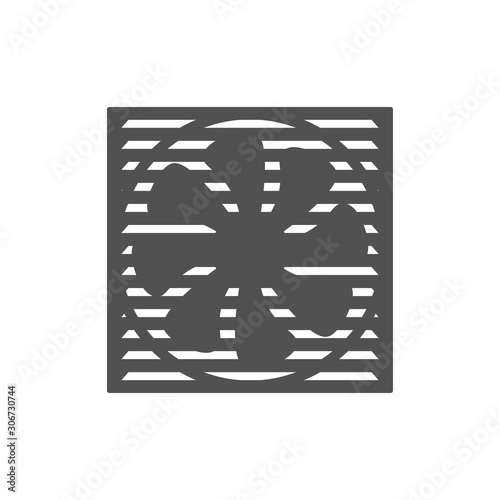 Fan for airing the bathroom icon in a flat style.Vector illustration.
