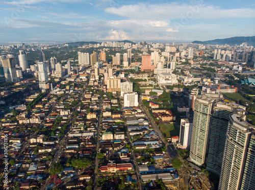 Canvas Print Aerial shot of Kuala Lumpur city center at morning.