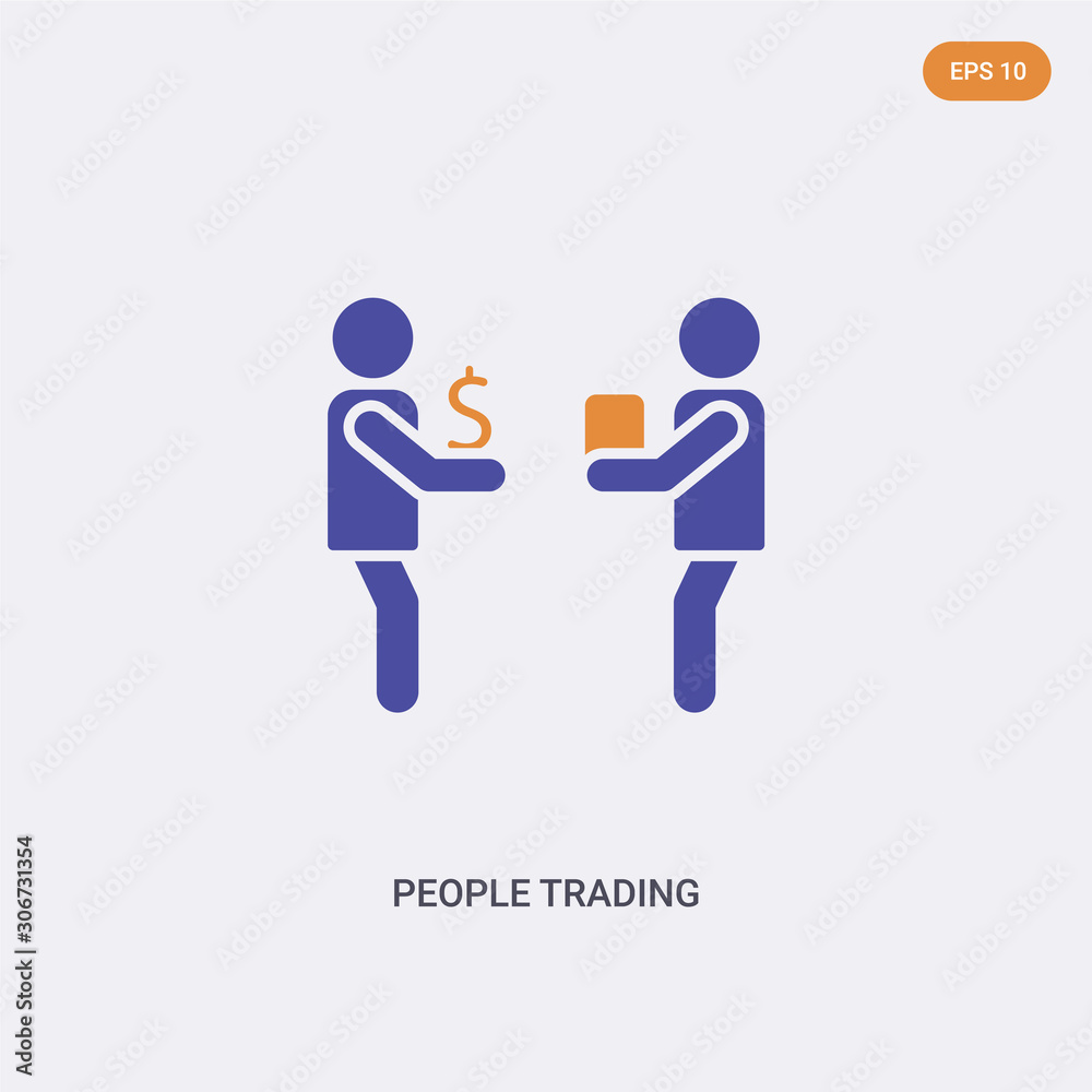2 color People Trading concept vector icon. isolated two color People Trading vector sign symbol designed with blue and orange colors can be use for web, mobile and logo. eps 10.