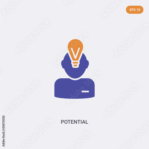 Fototapeta Naklejka Na Ścianę i Meble -  2 color potential concept vector icon. isolated two color potential vector sign symbol designed with blue and orange colors can be use for web, mobile and logo. eps 10.