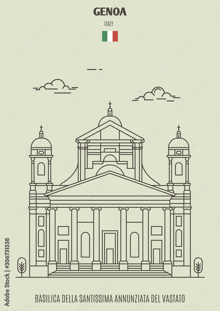 Basilica della Santissima Annunziata del Vastato in Genoa, Italy. Landmark icon