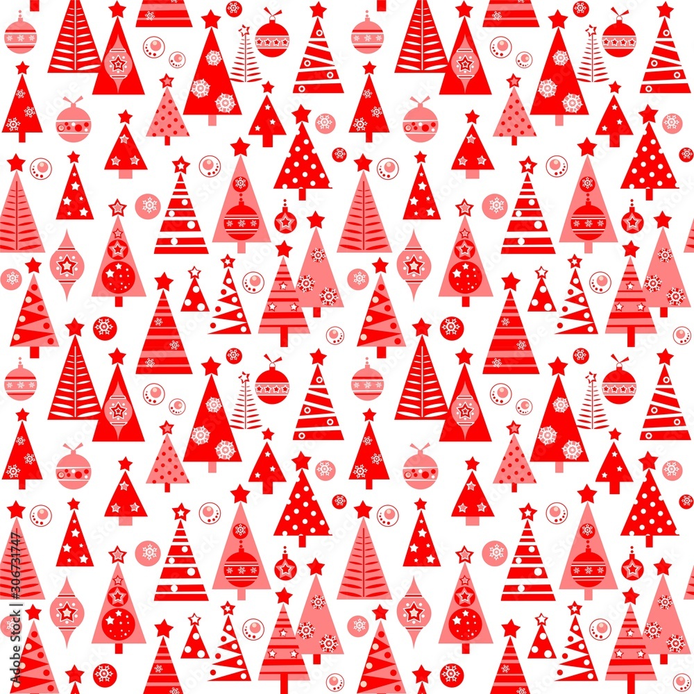 Seamless wallpaper with Christmas decorative red trees Seamless wallpaper with Christmas decorative red trees