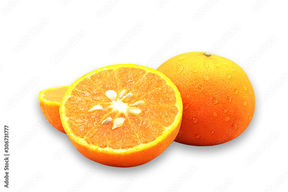 Fresh orange fruit with drops isolated on white background,clipping path. Fresh orange fruit with drops isolated on white background,clipping path.