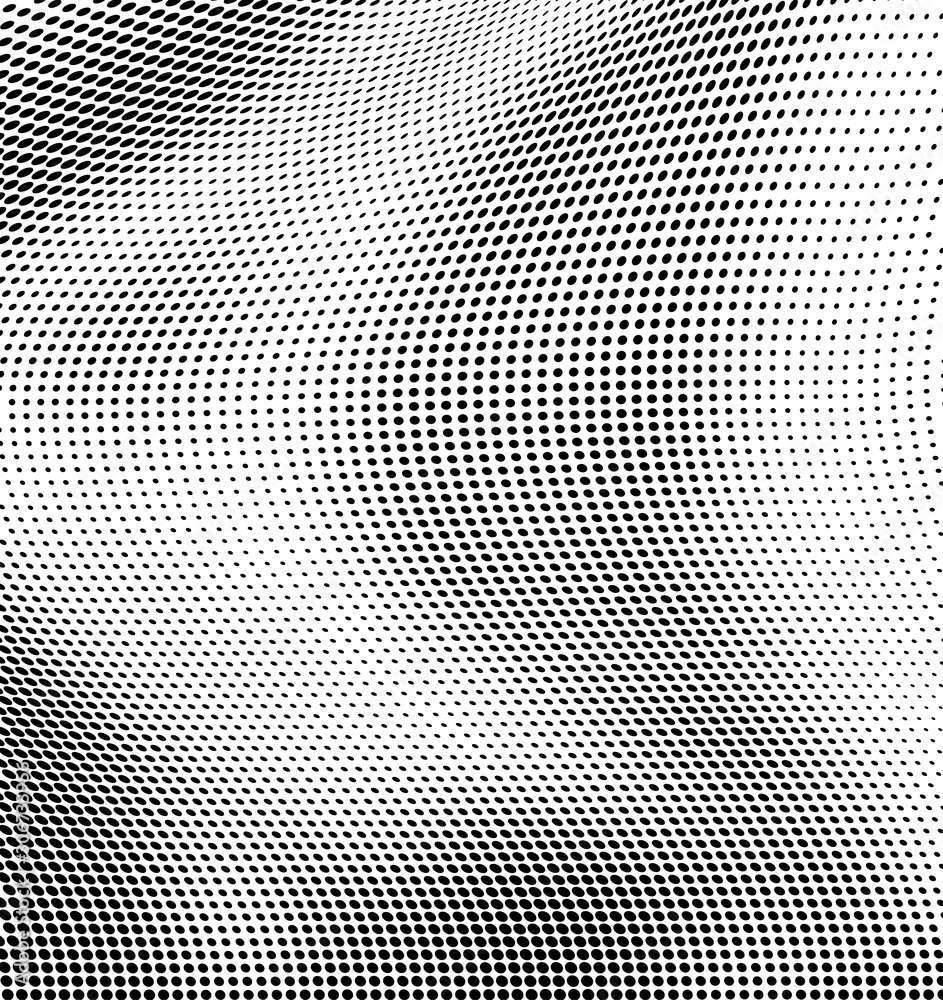 Abstract wave of halftone texture. Chaotic background of black dots on a white field. Template for printing on wrapping paper Abstract wave of halftone texture. Chaotic background of black dots on a white field. Template for printing on wrapping paper