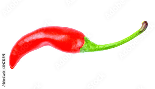 Close-up of red hot chili pepper spice Piri Piri isolated on white background.