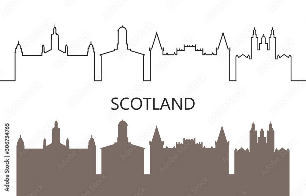 Obraz premium Scotland logo. Isolated Scottish architecture on white background