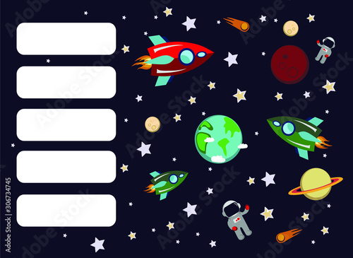 class schedule for children, children's learning, space world
