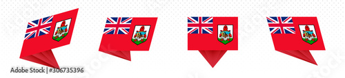 Flag of Bermuda in modern abstract design, flag set.