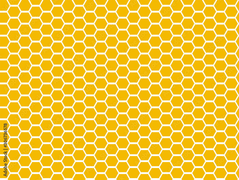 Honeycomb honey yellow and white seamless pattern Vector hexagons of geometric shapes mosaic background