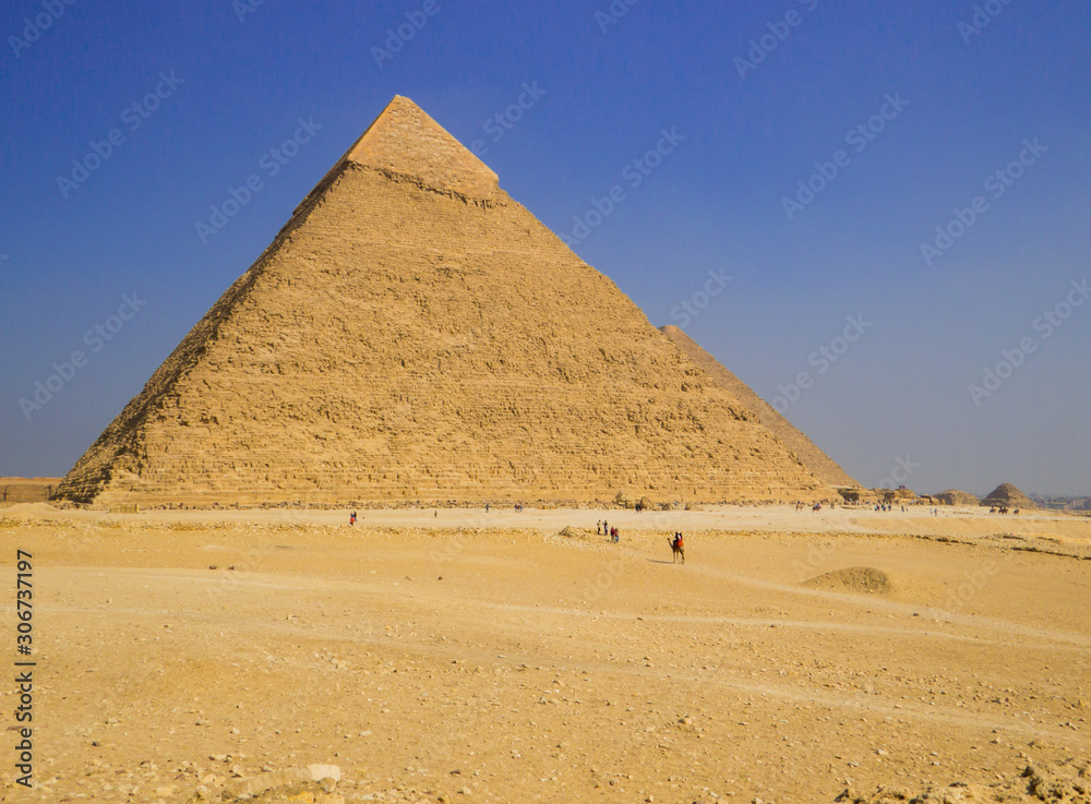 View of the Pyramid of Khafre in the Giza necropolis. In Cairo, Egypt View of the Pyramid of Khafre in the Giza necropolis. In Cairo, Egypt
