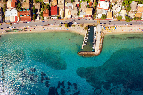 Beautiful mediterranean beach shot from a drone