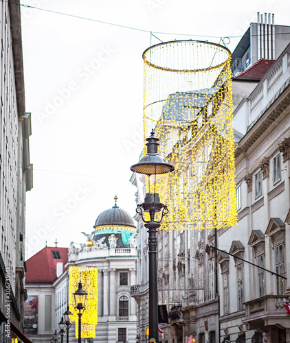 Nice street with lights in Wien, Austria