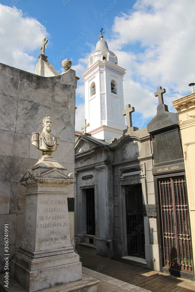 In an alley of the Recoleta cemetery in Buenos Aires, Argentina