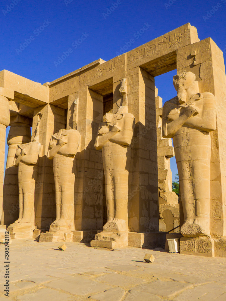 View of the Ramesseum Temple in Luxor, Egypt View of the Ramesseum Temple in Luxor, Egypt
