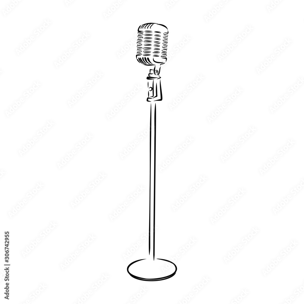 Fototapeta premium retro microphone isolated on white background