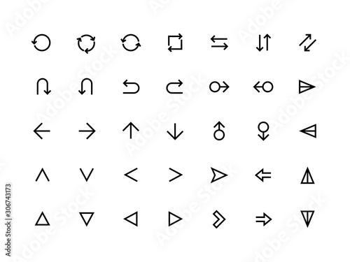 Arrows UI icons. Web page and mobile application forward refresh and return symbols, modern minimal arrows. Vector editable set line graphic sign