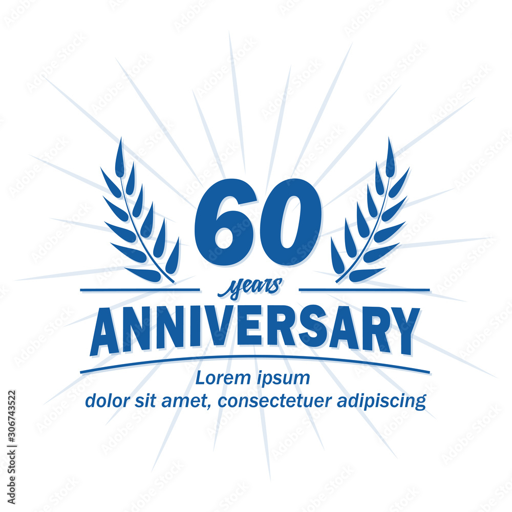 60 years logo design. Sixty years anniversary vector and illustration.
