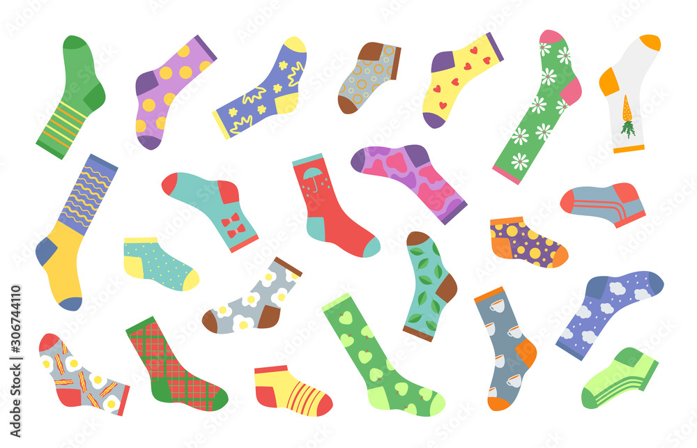 Winter socks with different prints seamless pattern Christmas sock  repeating - stock vector 2342846 | Crushpixel