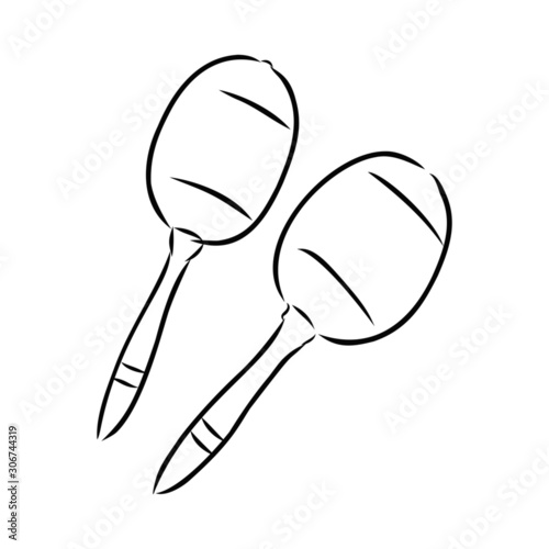 Maracas music instrument isolated on white background