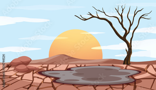 Pollution control scene with dry land