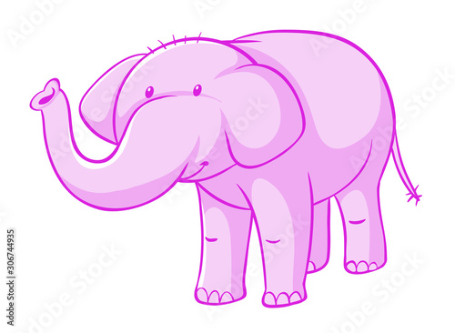 Pink elephant on white background