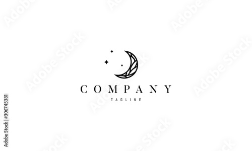 Vector logo on which the elegant image of the moon and stars.
