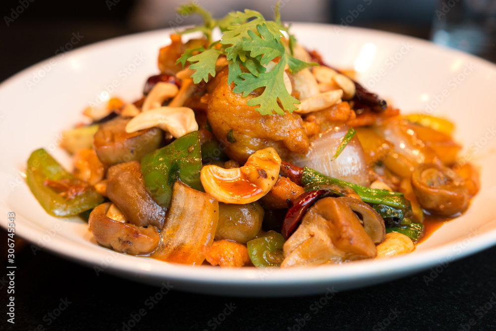 stir fired chicken with cashew nuts ,thai food stir fired chicken with cashew nuts ,thai food