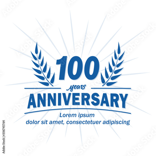 100 years logo design. One hundred years anniversary vector and illustration.