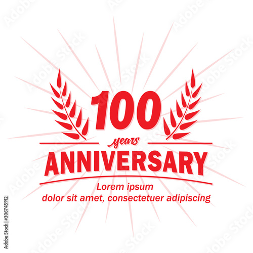 100 years logo design. One hundred years anniversary vector and illustration.