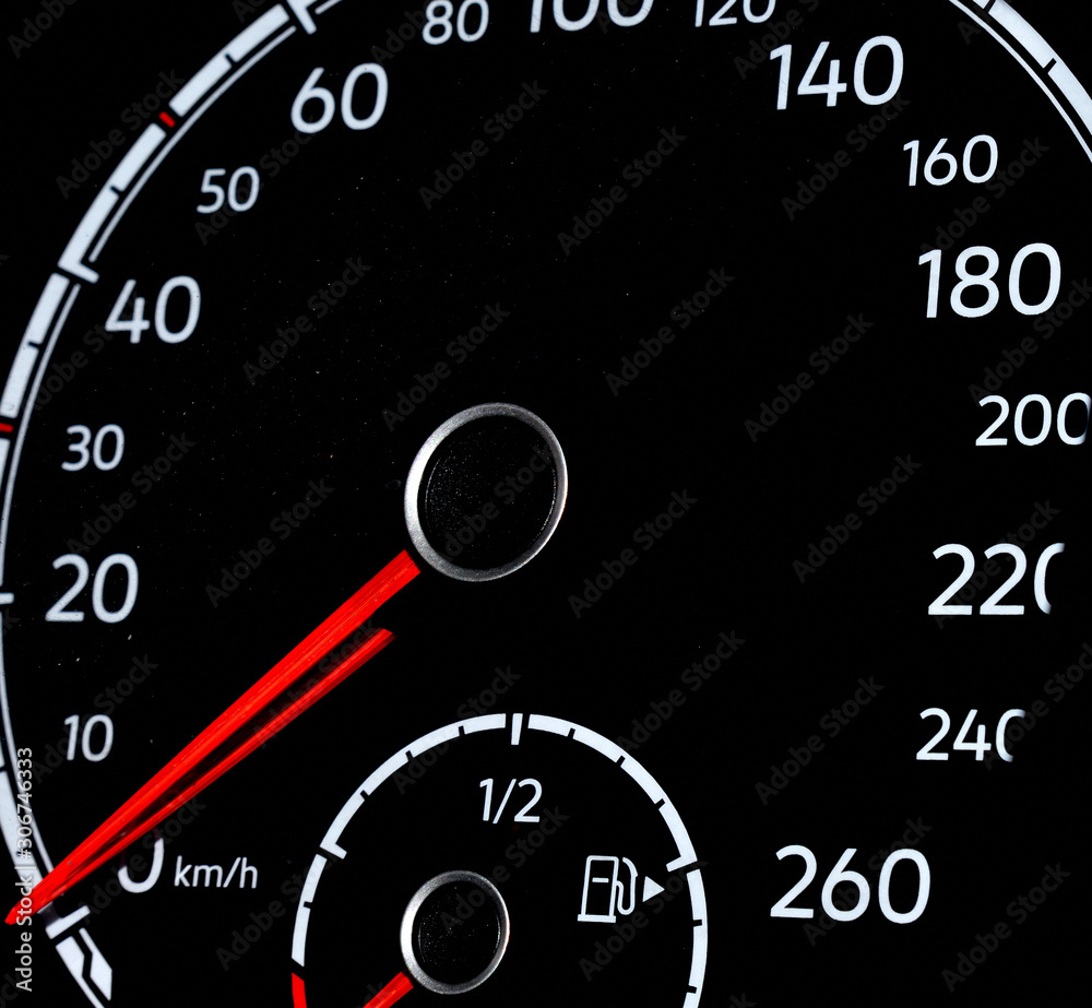 Close up of modern car speedometer background. Close up of modern car speedometer background.