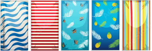Different designs of beach towels