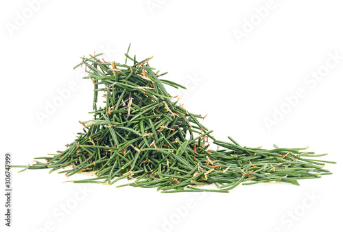 Pile of needles of a pine and fir-tree isolated on a white background