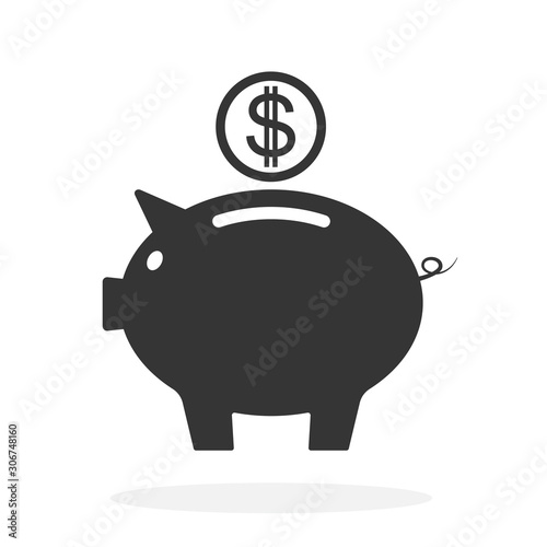Flat Piggi bank icon - vector.