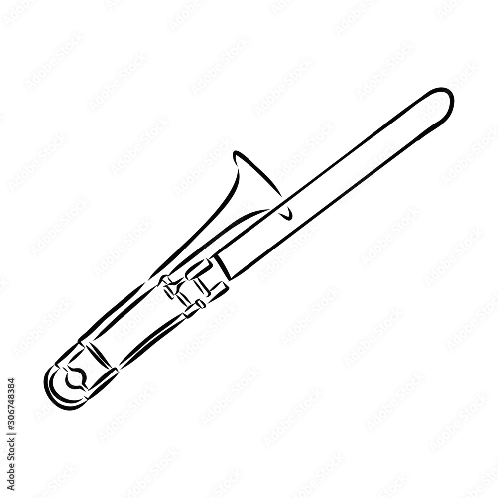 Trombone sketch, musical instrument Trombone sketch, musical instrument