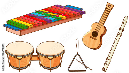 Isolated set of instruments on white background