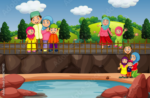 Scene with people in the park