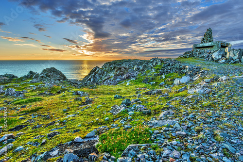Sunrise as viewed at Hamningberg fort in Varanger Peninsula of Norwegian Finnmark.