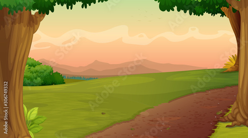 Background scene with road in the park