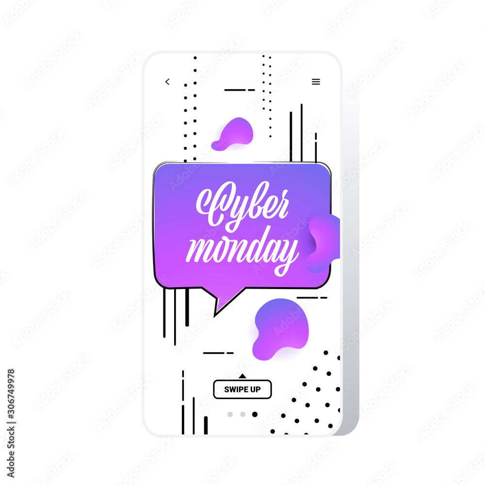 big sale cyber monday liquid color sticker special offer holiday shopping concept smartphone screen online mobile app advertising campaign fluid gradient banner vector illustration big sale cyber monday liquid color sticker special offer holiday shopping concept smartphone screen online mobile app advertising campaign fluid gradient banner vector illustration