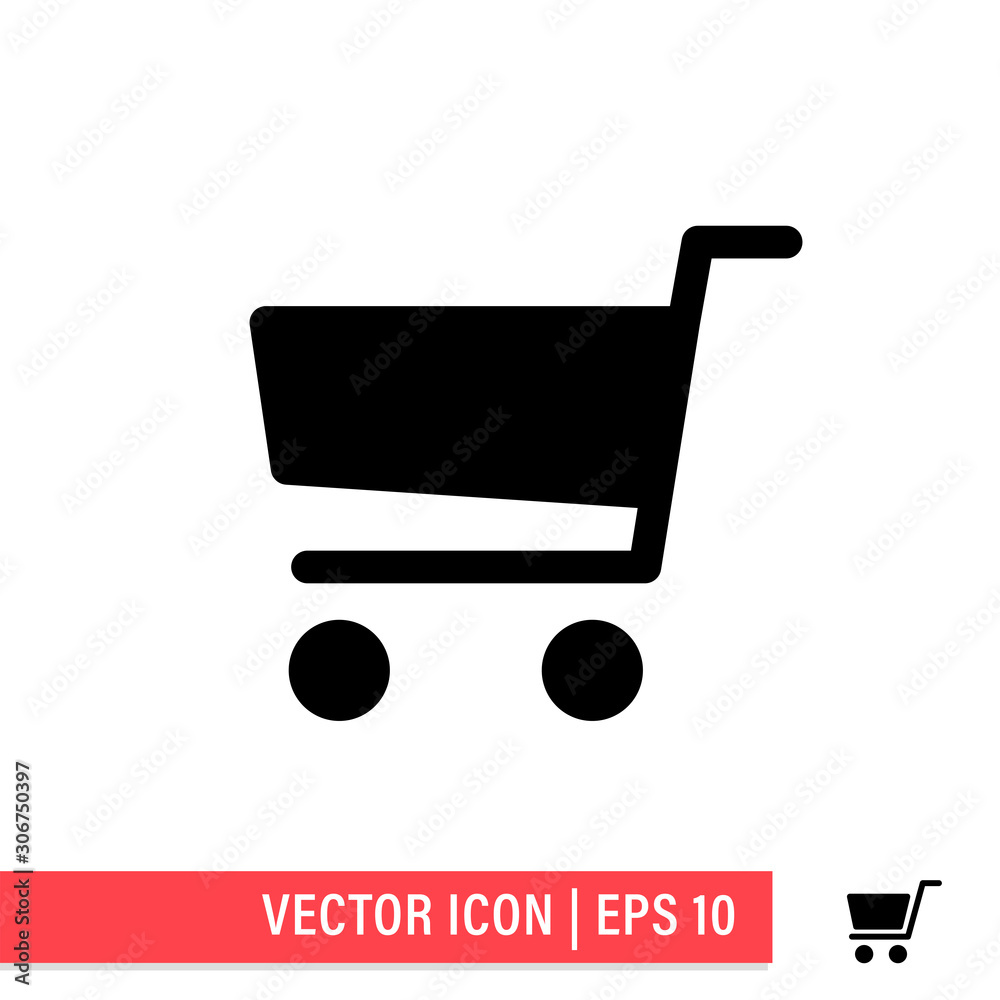 Shopping cart vector icon. E-commerce symbol. Supermarket trolley linear pictogram.