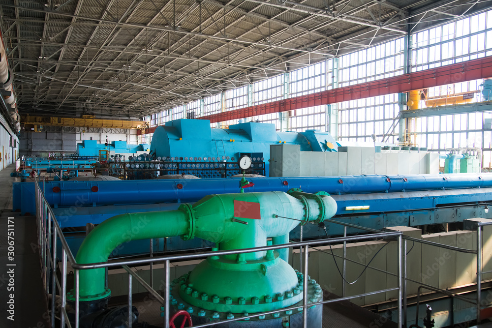 The interior of a modern thermal power plant