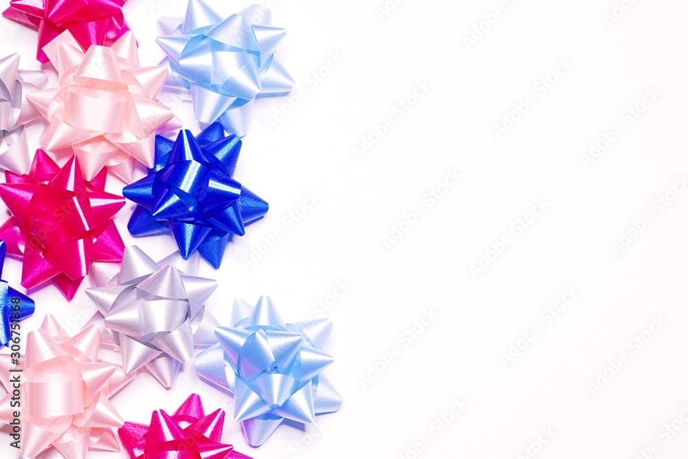GIft bows on white background with copy space GIft bows on white background with copy space