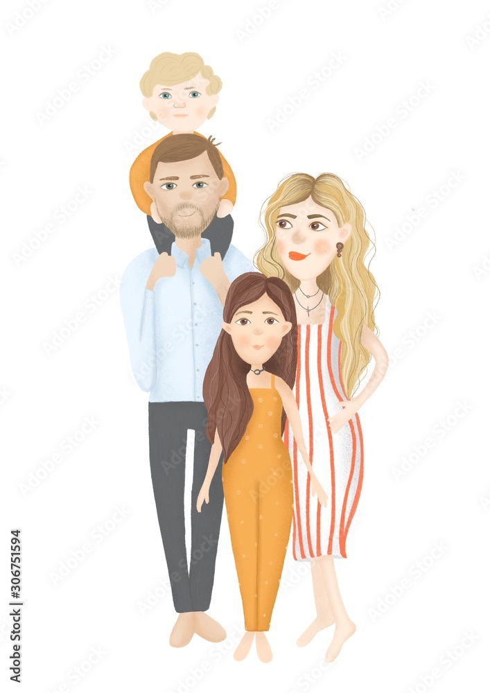 Painted family couple with a child. Painted family couple with a child.