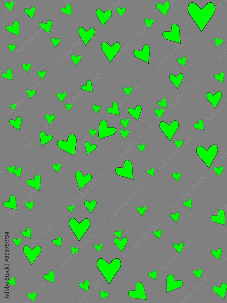 Neon Green Hearts Background
