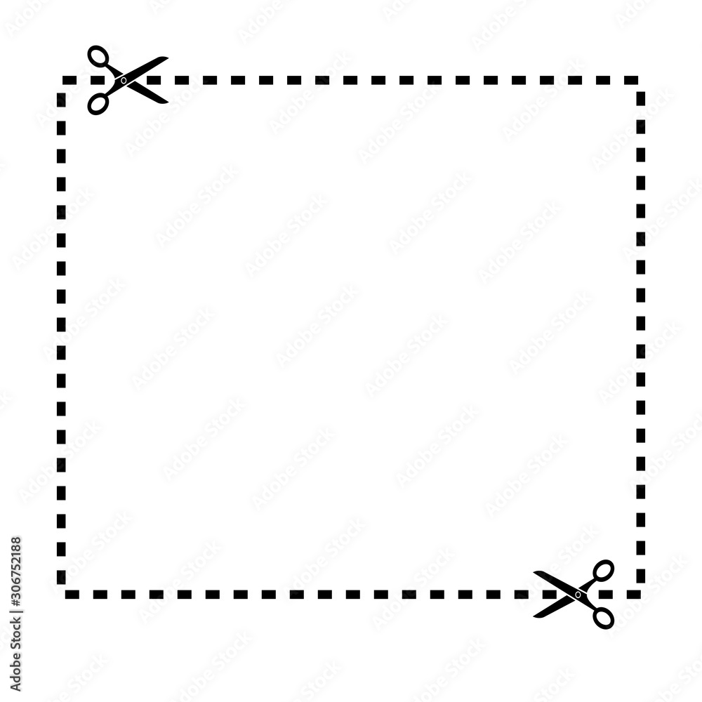 Illustration of a cut out coupon rectangle shape with scissors vector