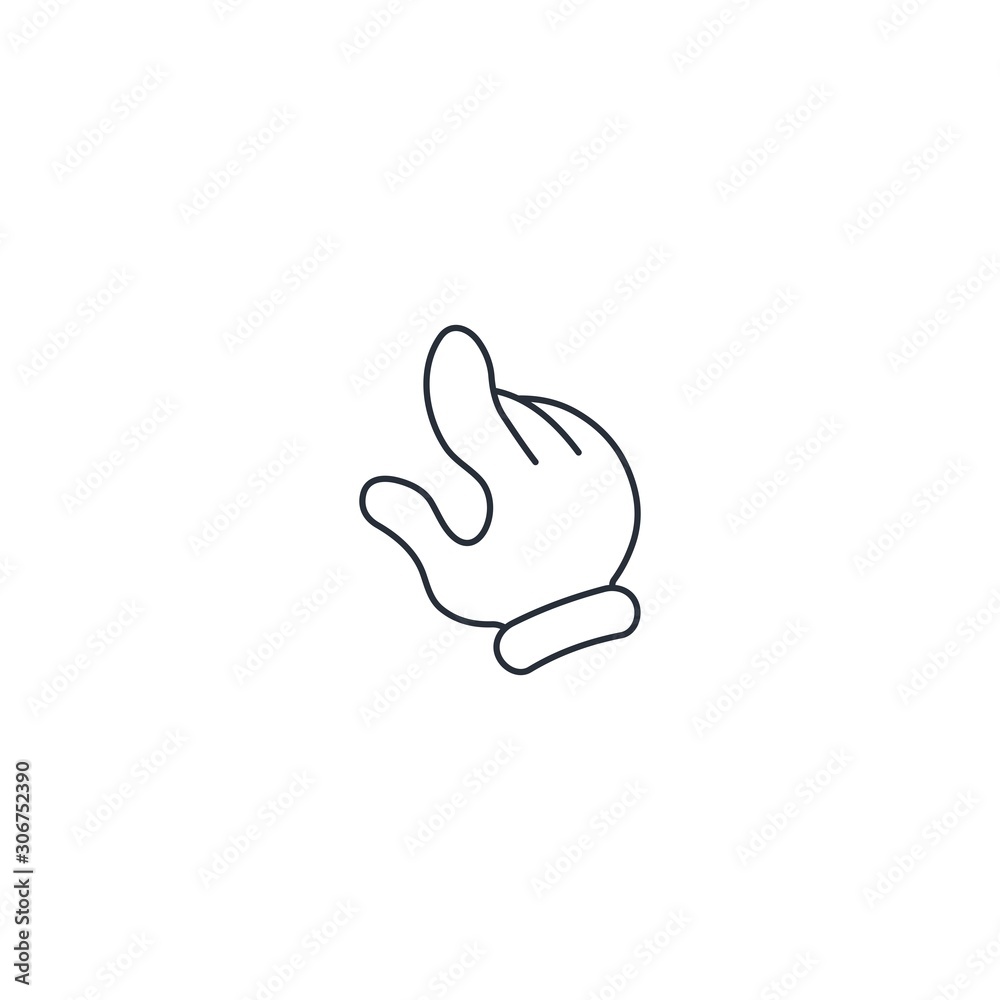 Hand. Finger pointer. Vector linear icon on a white background. Hand. Finger pointer. Vector linear icon on a white background.