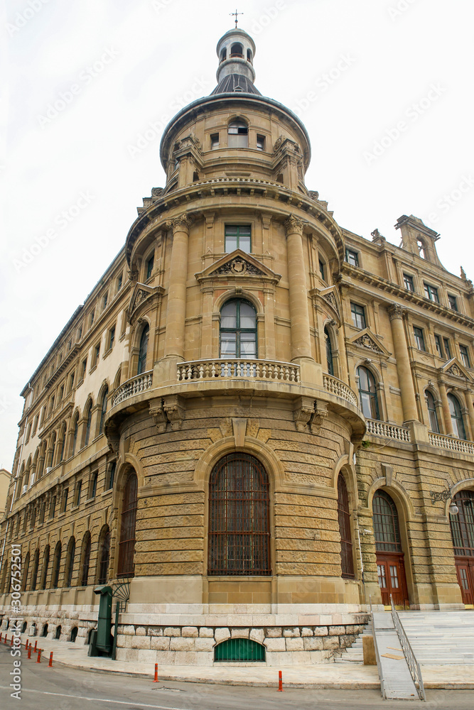 Exterior view of the historic Haydarpasa train station. 