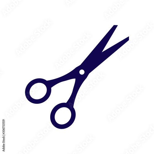 Scissors with cut lines isolated on white background