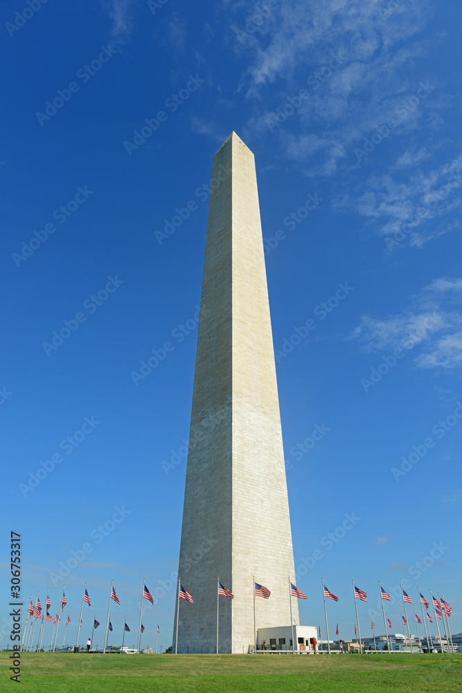 Washington Monument in the center of Washington, District of Columbia DC, USA.