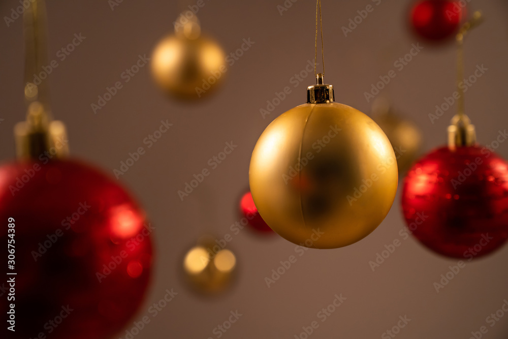 Yellow and red christmas balls